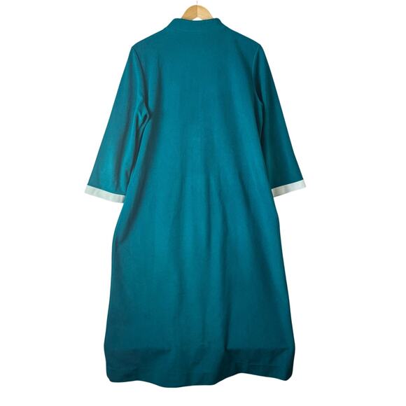 VTG JCPenney Housecoat Robe Women’s Sz 16 70s 80s Long Colorblock Green Retro - Picture 3 of 11